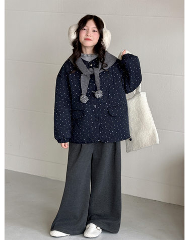 도트 퀼팅 머플러 자켓 기모 팬츠 셋업 R27681