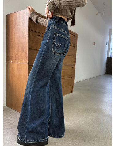 인디고 워싱 기모 부츠컷 데님 R27660