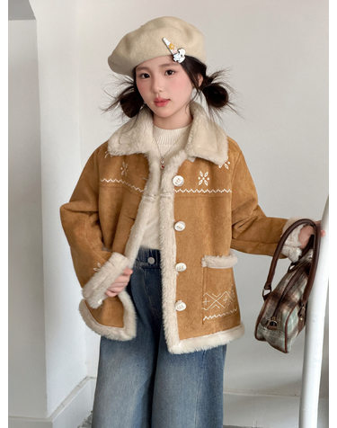 노르딕 자수 보아 칼라 자켓 R27665
