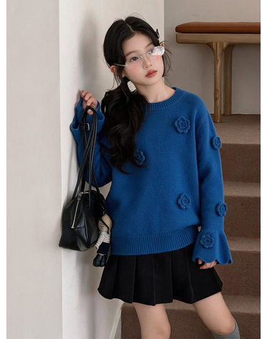 로즈 모티브 벨슬리브 니트 R27669