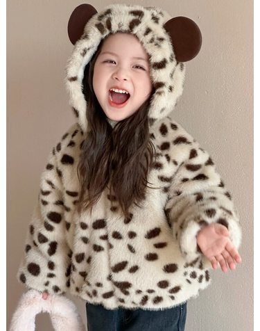 곰돌이 귀 도트 퍼 후드 자켓 R26440