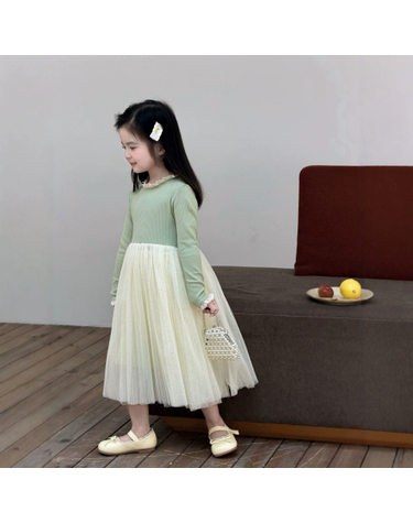 레이스 투톤 튤 롱원피스 R27317