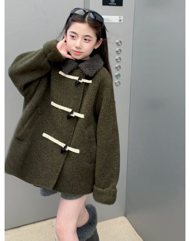 퍼 칼라 토글 울 코트 R28225