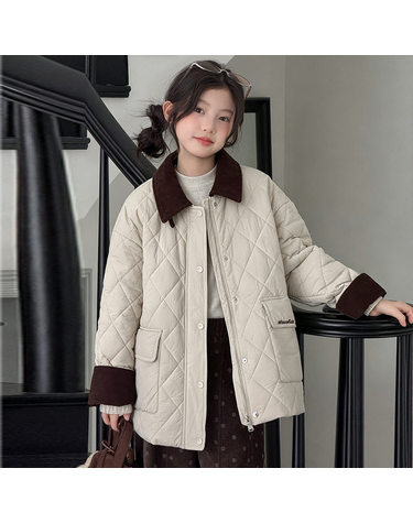퀼팅 배색 패딩 자켓 R28371