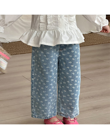 로즈 자수 데님 밴딩 팬츠 R16639