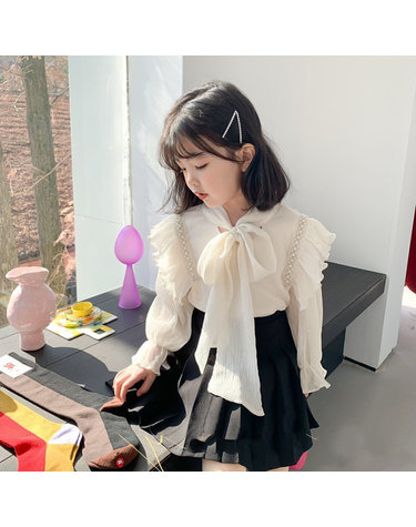 펄 프릴 리본 쉬폰 블라우스 R5762
