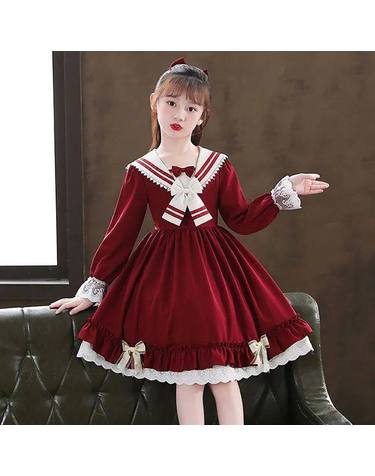 레이스 세일러카라 클래식 원피스 R28644