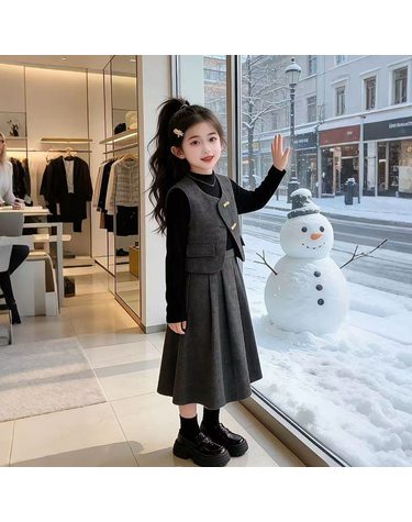 트위드 감성 베스트 롱스커트 3종 셋업 R28665