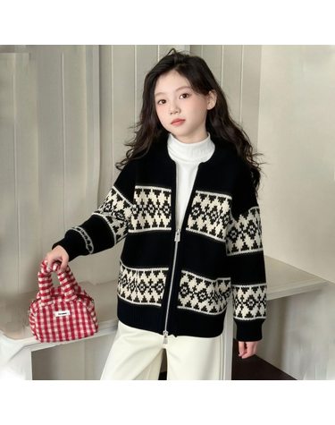 노르딕 패턴 집업 니트 카디건 R28640