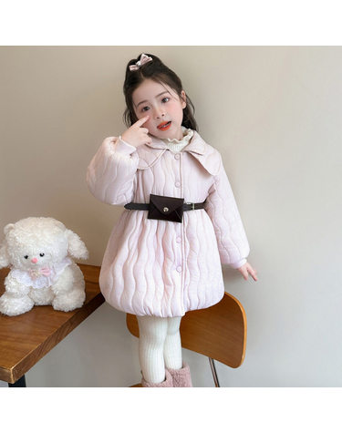웨이브 퀼팅 벨트백 패딩 코트 R28726