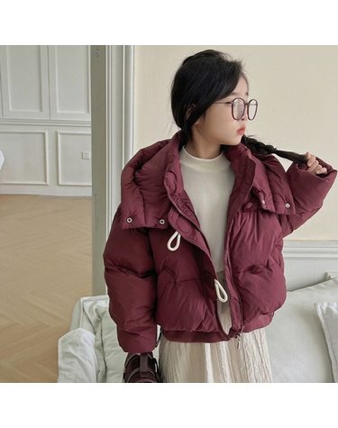 토글 버튼 하이넥 숏 패딩 점퍼 R28722