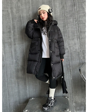 후디 볼륨 롱 패딩 코트 R28917