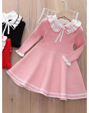 프릴카라 리본 니트 플레어 원피스 R28967