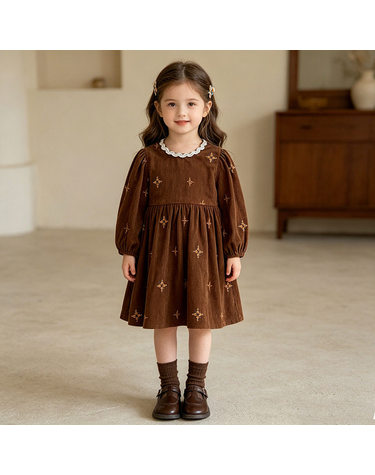쇼콜라 자수 퍼프 코듀로이 원피스 R28930