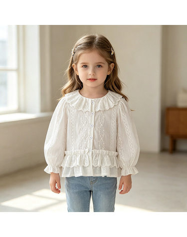 러플 헴 화이트 블라우스 R29085