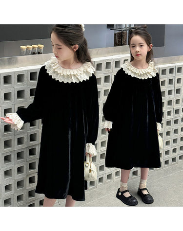 레이스카라 블랙 벨벳 롱 원피스 R29124