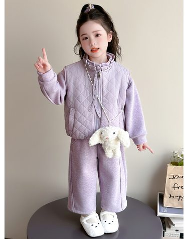 파스텔 퀼팅 집업 베스트 3종 셋업 R29416
