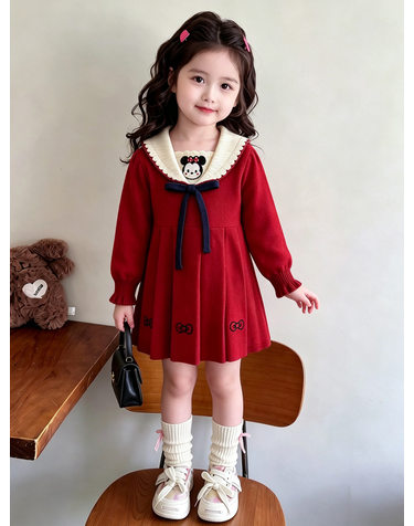 세일러 카라 리본 니트 원피스 R29353