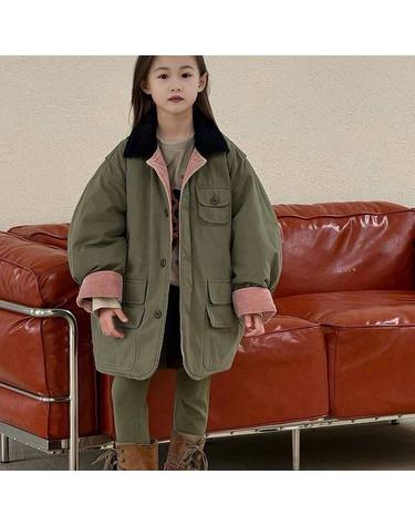 올리브 코듀로이 카라 퀼팅 파카 R29409