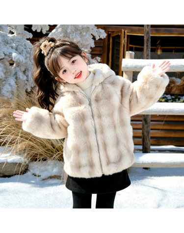 쇼콜라 퍼 후드 코트 R29559