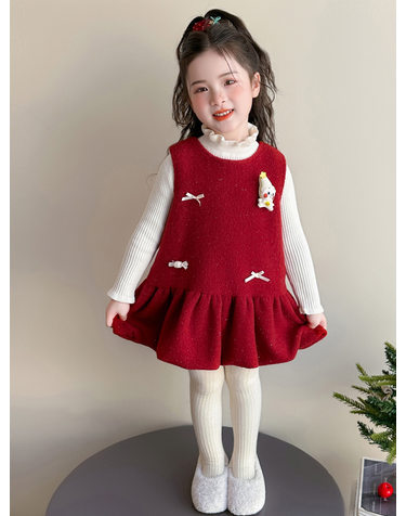 리본 프릴 기모 원피스 R29580