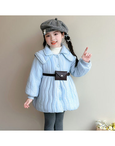 카라 퀼팅 벨티드 롱 패딩 코트 R29971