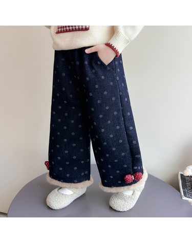 도트 리본 기모 와이드 팬츠 R29948