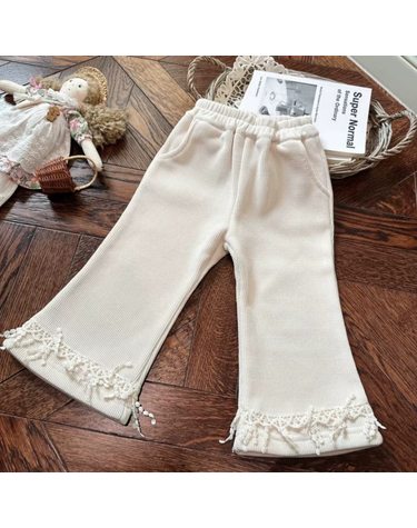 레이스 밑단 기모 부츠컷 팬츠 R30093