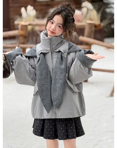 케이프 머플러 패딩 재킷 R30535