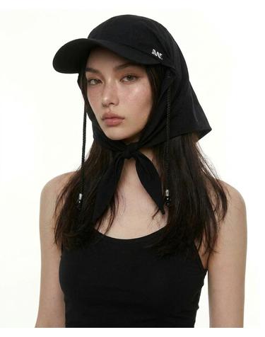 [MDGT] 비즈 포인트 나일론 스카프 볼캡_Black [MDF2UCW001]