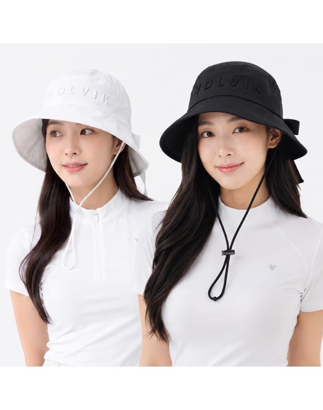 볼빅 [볼빅] 여성용 리본포인트 스트링 골프 버킷햇 골프모자 착용컷