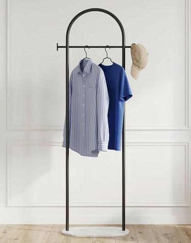 HICKIES 데일리 자취 드레스룸 틈새 스탠드 마블 옷걸이 철제 1인 행거 아치형 450
