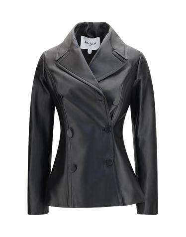 [해외직구][K68]알라이아 AA9M1259C228D 995 여성 코트 하프 롱 트렌치코트 레인코트 Fitted leather Caban Coat