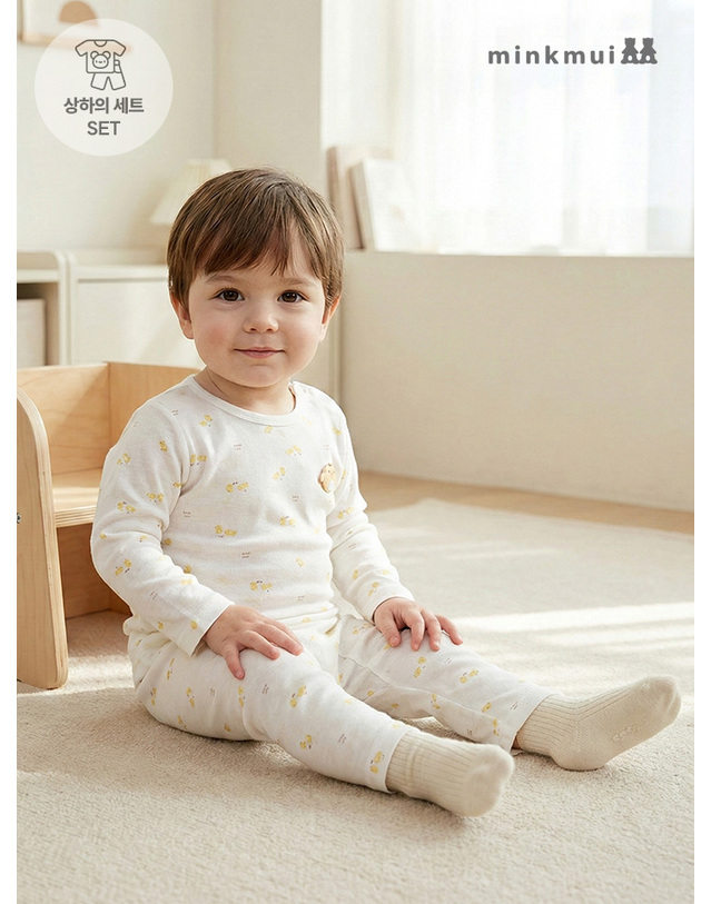 밍크뮤 [밍크뮤] 리오셀삐약 내의_WH 착용컷