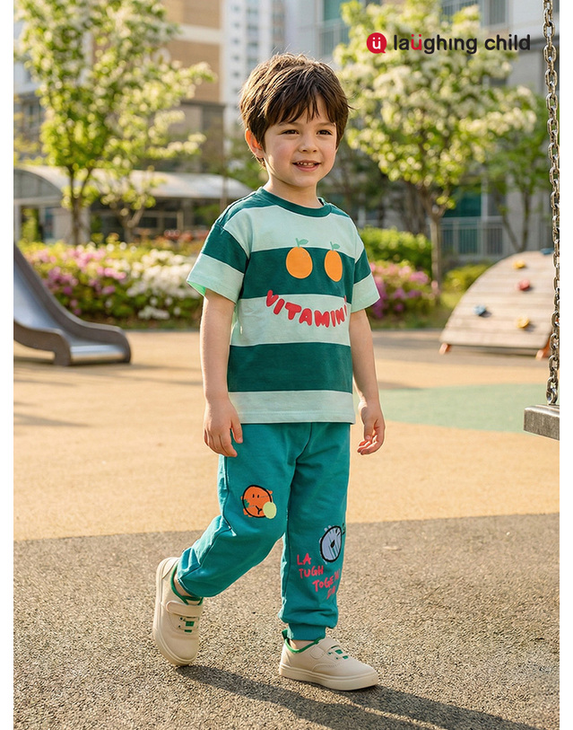 래핑차일드 [래핑차일드] 스마일 조거팬츠_GN (8412940234) 착용컷