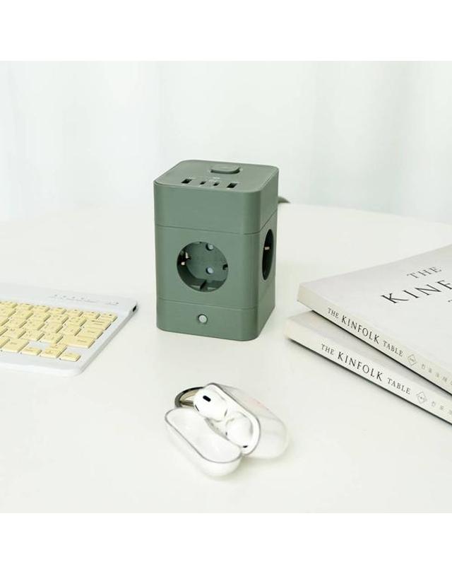 에코너 에코너 MT08 타워 멀티탭 1.8m 큐브 고용량 USB C타입 4구 캠핑릴선 착용컷