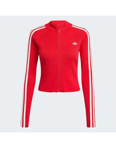 [ADIDAS] 아디 컬러 쓰리 스트라이프스 슬림 니트 트랙 탑 / 베터 스칼렛_JY2598