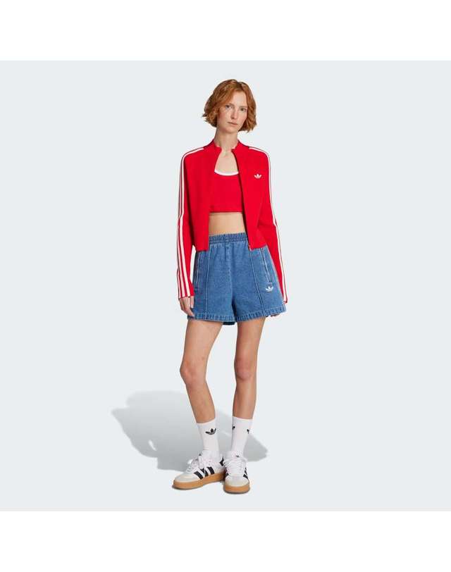 아디다스 [ADIDAS] 아디 컬러 쓰리 스트라이프스 슬림 니트 트랙 탑 / 베터 스칼렛_JY2598 착용컷