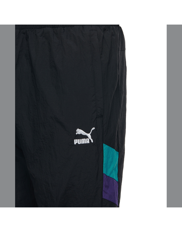 푸마 [푸마] 여성용 레트로 컬러블록 우븐 팬츠 RETRO COLORBLOCK WOVEN PANTS 블랙 블루 바이올렛_93333701 착용컷