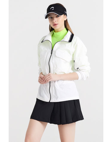 나일론스판 루즈핏 허리스트링 여자 골프바람막이 화이트