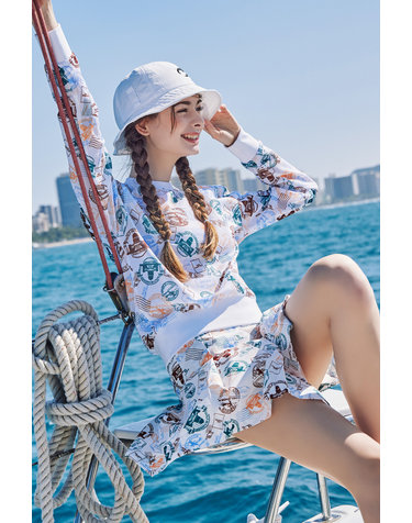 HAVANA 스탬프 플리츠주름 여성 큐롯형 골프 하프팬츠 오프화이트