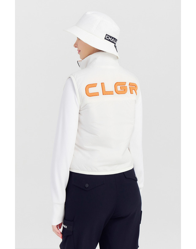 챌린저 여성 CLGR 리버서블 플리스 패딩 골프 베스트 오렌지 착용컷