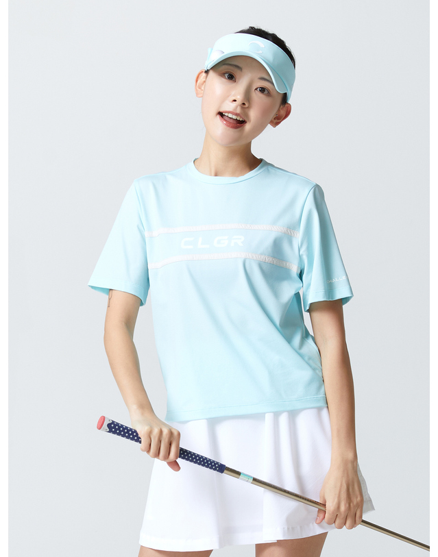 챌린저 여성 베이직 크루넥 골프 티셔츠 민트 착용컷