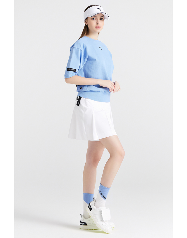 챌린저 PQ조직 미니포켓 라운드넥 여성 맨투맨 골프 반팔티셔츠 스카이블루 착용컷