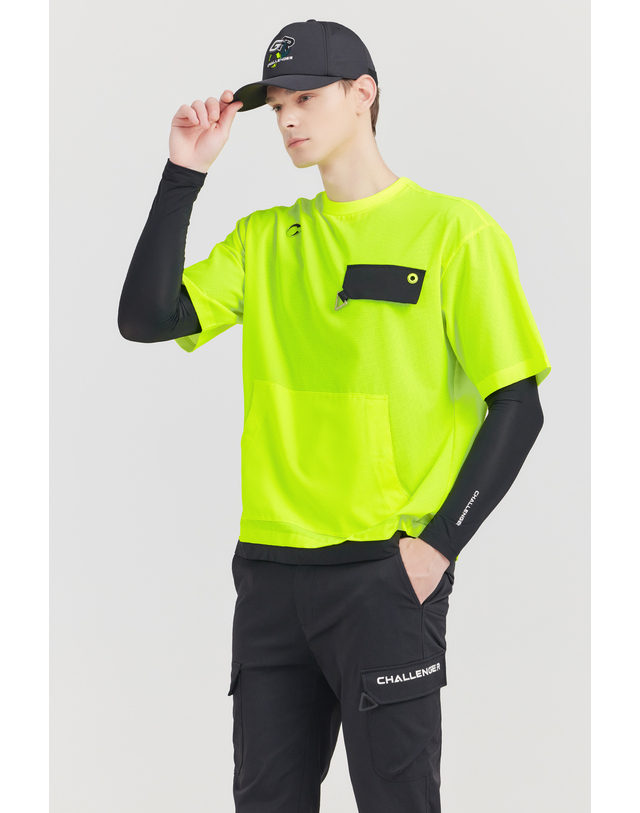 챌린저 UV차단 냉감 베이스레이어 라운드넥 남성 긴팔 골프이너웨어 블랙 착용컷