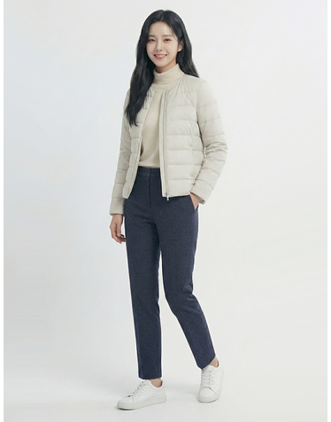 콜핑 2093PK527W 패턴 프린트 기모 슬림핏 간절기 여자 가을 바지