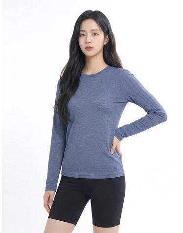 콜핑 2201TK449W 멜란지 스트라이프 봄 등산 긴팔 라운드 티셔츠