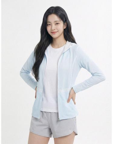 콜핑 2061JK256W 바람막이 패턴 프린트 스판 드라이 후드 여성 등산 자켓
