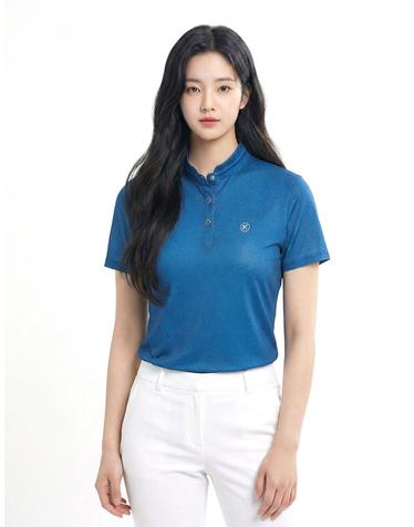 콜핑 여성 하이쿨 메쉬 플라워 패턴 등산 반팔 카라 티셔츠 2242TK859W
