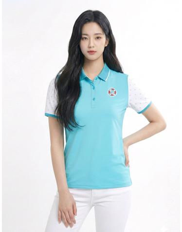 콜핑 2042TK819W 흡습 속건 자외선차단 스판 여성 여름 등산 카라 반팔티셔츠